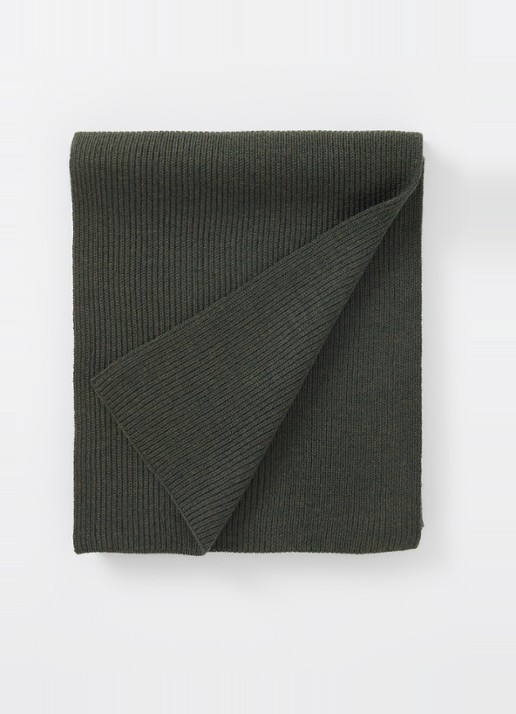 Ralph Lauren Ribgebreide sjaal van wol 180 x 25 cm - voorkant 2 bronsgroen