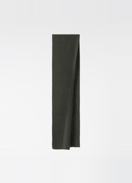 Ralph Lauren Ribgebreide sjaal van wol 180 x 25 cm - voorkant 3 bronsgroen