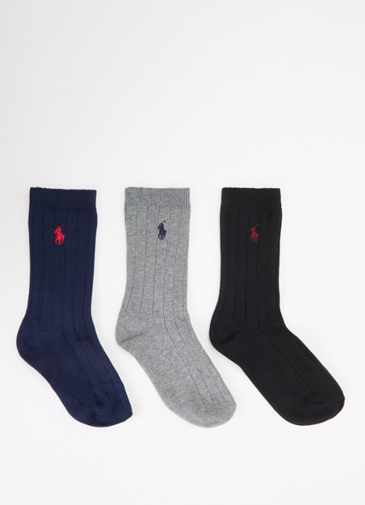 Ralph Lauren Ribgebreide sokken in katoenblend in 3-pack