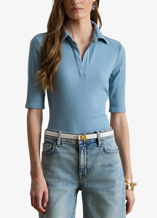 Ralph Lauren Ribgebreide top met kraag