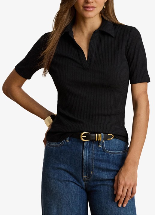 Ralph Lauren Ribgebreide top met kraag