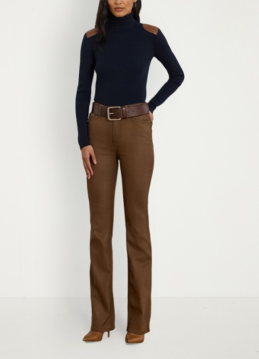 Ralph Lauren Ribgebreide trui met col - voorkant 5 donkerblauw
