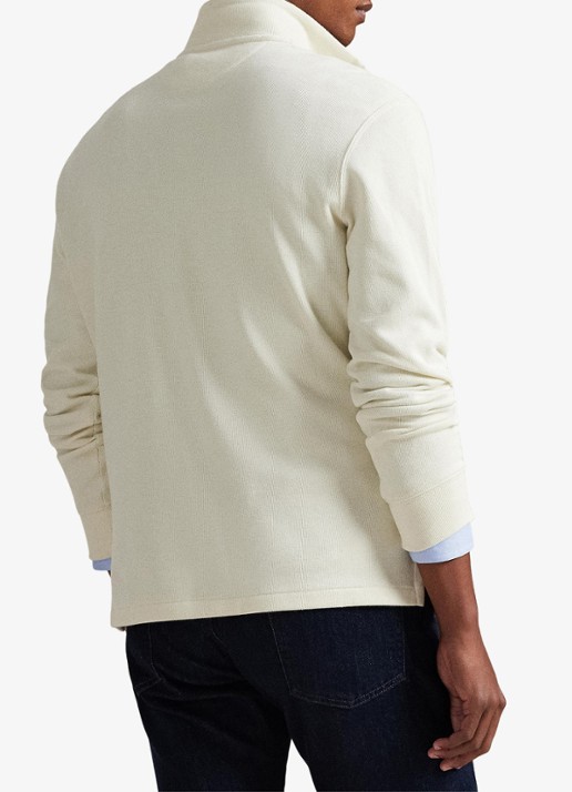 Ralph Lauren Ribgebreide trui met halve rits - achterkant 3 parchment cream / creme