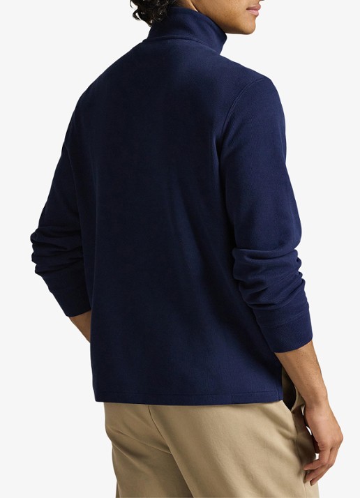 Ralph Lauren Ribgebreide trui met halve rits - achterkant 5 cruise navy / donkerblauw