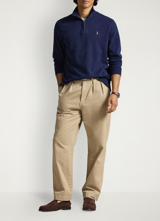Ralph Lauren Ribgebreide trui met halve rits - voorkant 2 cruise navy / donkerblauw