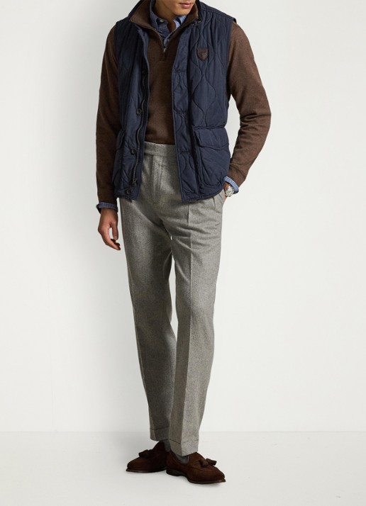 Ralph Lauren Ribgebreide trui met halve rits - detail 2 nutmeg brown heather / bruin
