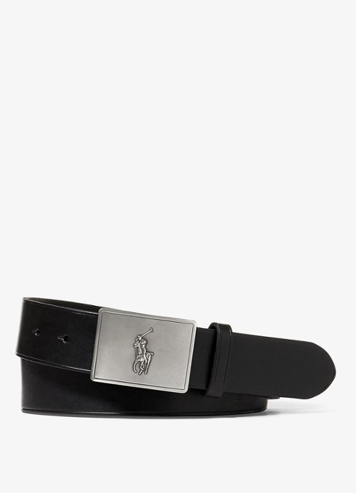 Ralph Lauren Riem van leer - voorkant 2 black / zwart