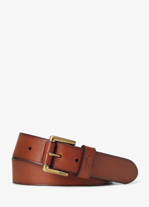 Ralph Lauren Riem van leer - voorkant cognac