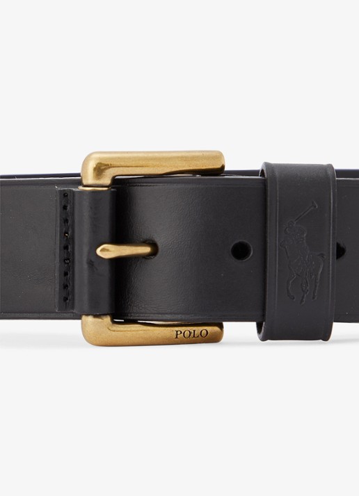 Ralph Lauren Riem van leer - detail zwart