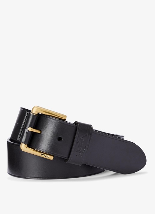 Ralph Lauren Riem van leer - voorkant 2 zwart