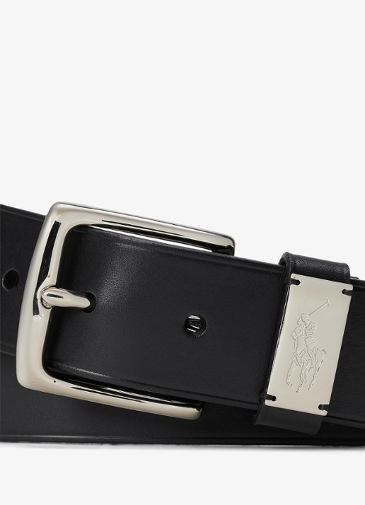Ralph Lauren Riem van leer - detail black / zwart