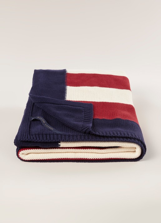 Ralph Lauren RL Flag plaid van katoen 140 x 180 cm - voorkant 3 donkerblauw