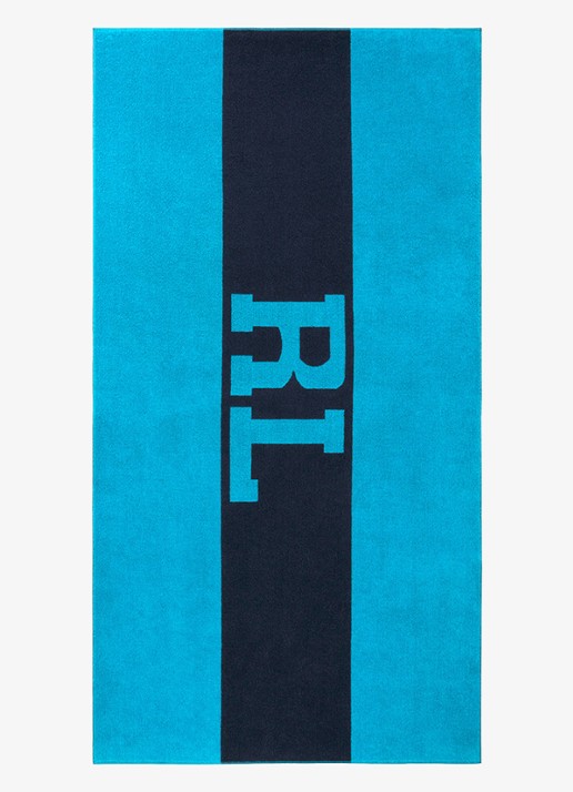 Ralph Lauren RL Signature strandlaken - 500 gr/m2 - 90 x 170 cm - voorkant blauw