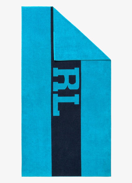 Ralph Lauren RL Signature strandlaken - 500 gr/m2 - 90 x 170 cm - voorkant 2 blauw