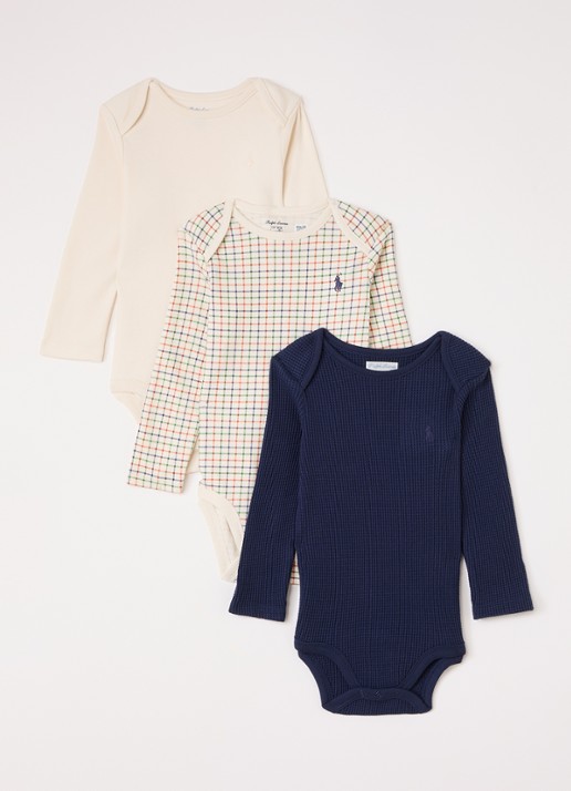 Ralph Lauren Romper in 3-pack - voorkant beige