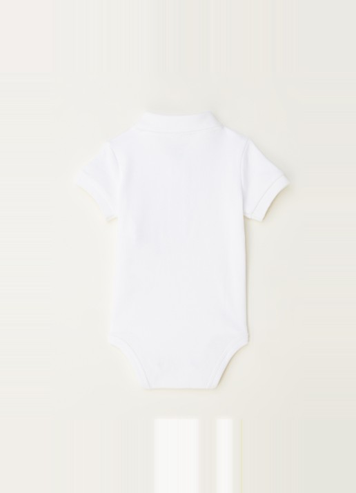Ralph Lauren Romper met polokraag en logoborduring - voorkant 2 wit