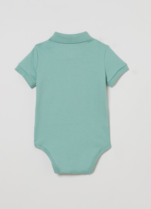 Ralph Lauren Romper met polokraag en logoborduring - voorkant 2 lichtgroen