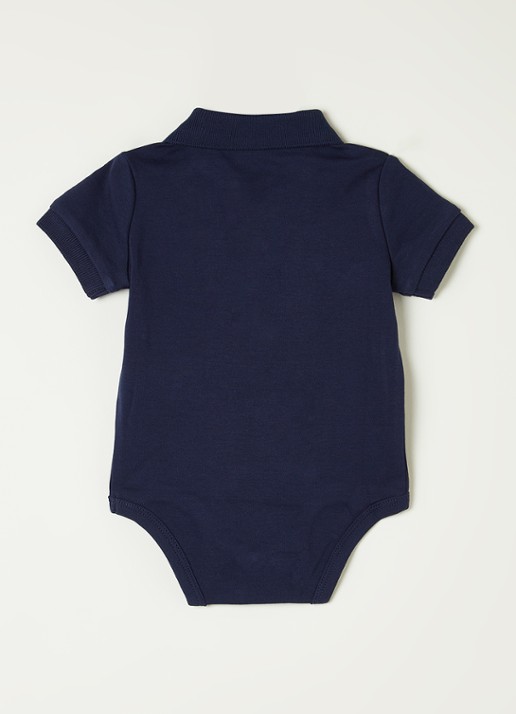 Ralph Lauren Romper met polokraag en logoborduring - voorkant 2 donkerblauw