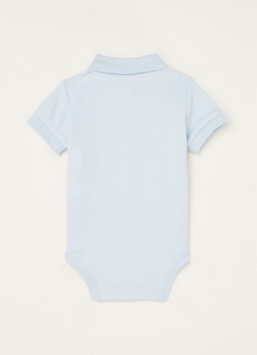 Ralph Lauren Romper met polokraag en logoborduring - voorkant 2 lichtblauw