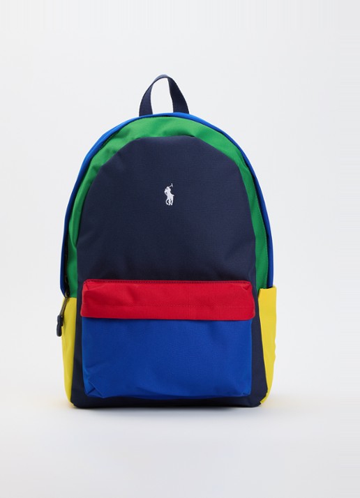 Ralph Lauren Rugzak met logoborduring - voorkant 3 blauw