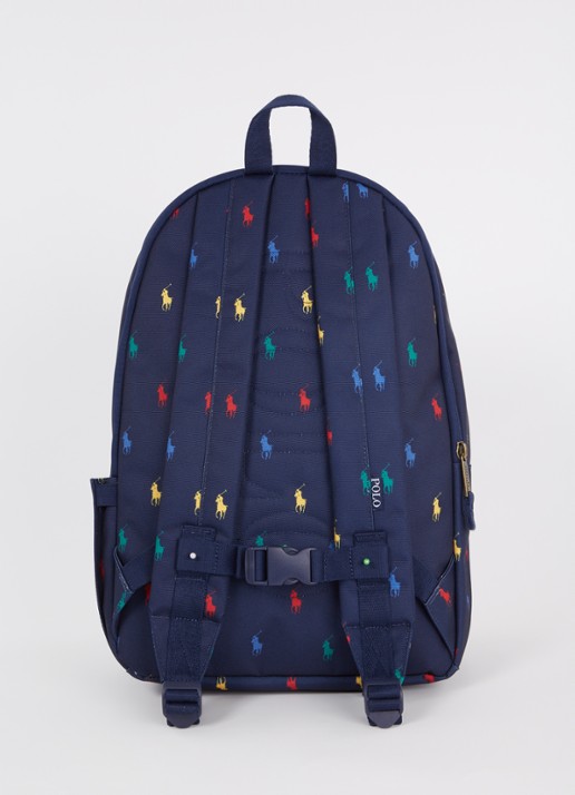 Ralph Lauren Rugzak met logoprint  - achterkant donkerblauw