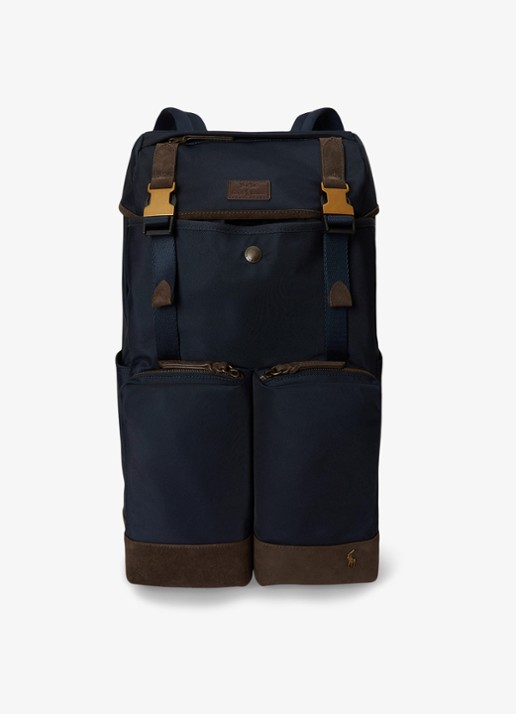 Ralph Lauren Rugzak met suède details - voorkant 3 newport navy/brown / donkerblauw