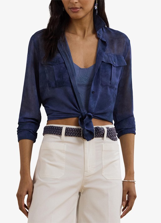 Ralph Lauren Semi-transparante blouse met borstzakken