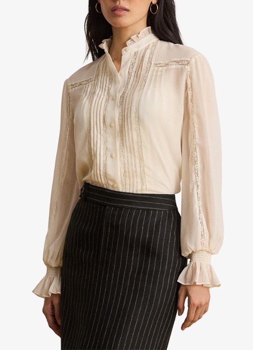 Ralph Lauren Semi-transparante blouse met ruches