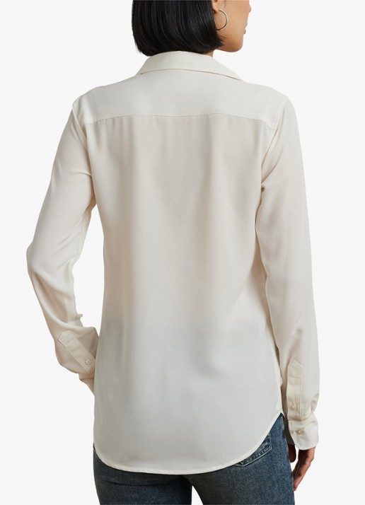 Ralph Lauren Semi-transparante blouse met sierknopen - achterkant 5 mascarpone cream / beige