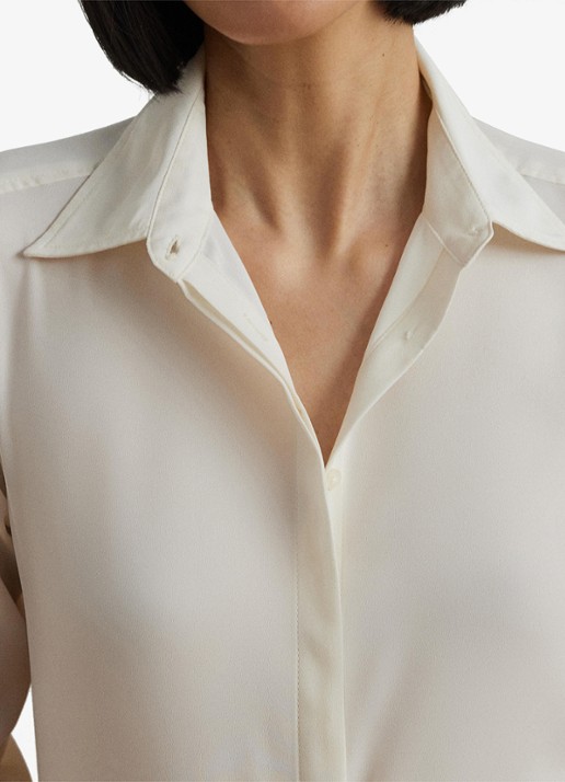 Ralph Lauren Semi-transparante blouse met sierknopen - detail 4 mascarpone cream / beige