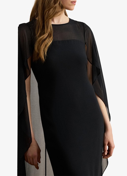 Ralph Lauren Semi-transparante maxi jurk met cape