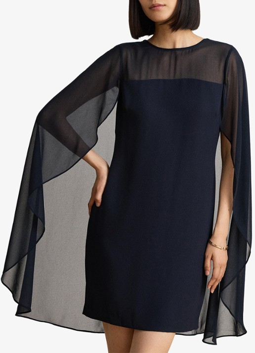 Ralph Lauren Semi-transparante mini jurk met cape