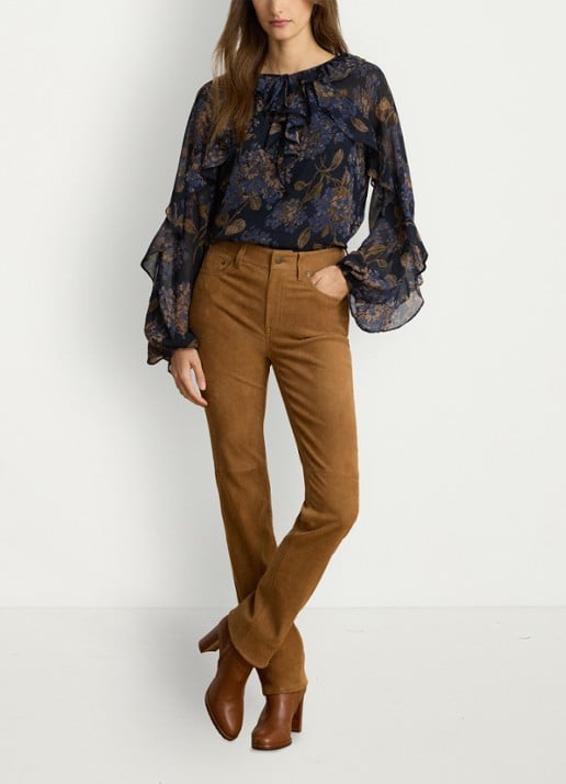 Ralph Lauren Semi-transparante tuniek met bloemenprint en ruches