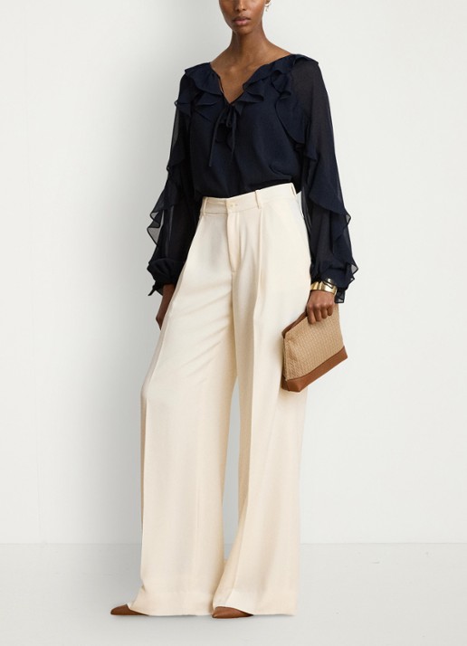 Ralph Lauren Semi-transparante tuniek met ruches - detail 3 lauren navy / blauw
