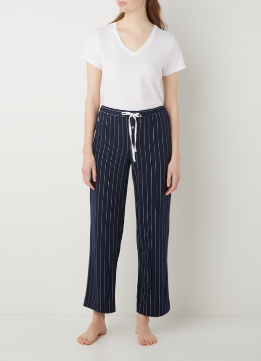 Ralph Lauren Seperate pyjamabroek met streepprint - voorkant 3 donkerblauw