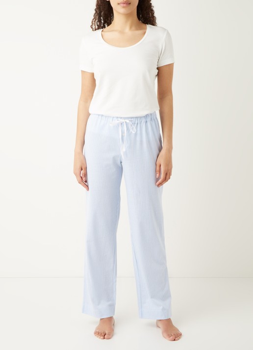 Ralph Lauren Seperate pyjamabroek met streepprint - voorkant 3 lichtblauw