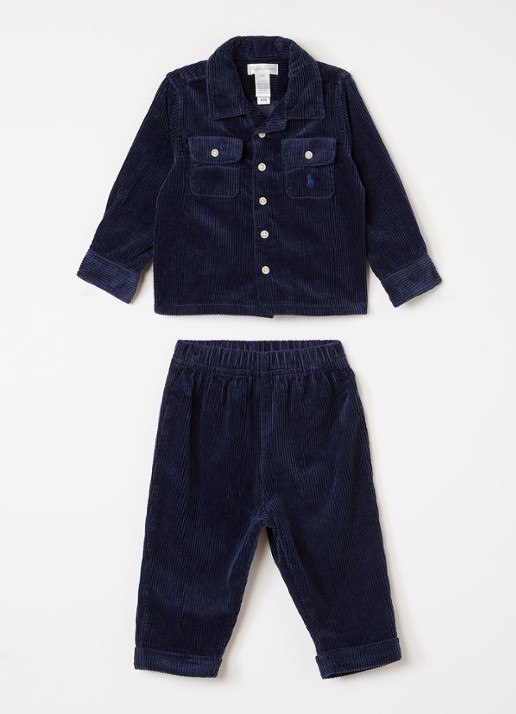 Ralph Lauren Set van overhemd met broek 2-delig - voorkant donkerblauw