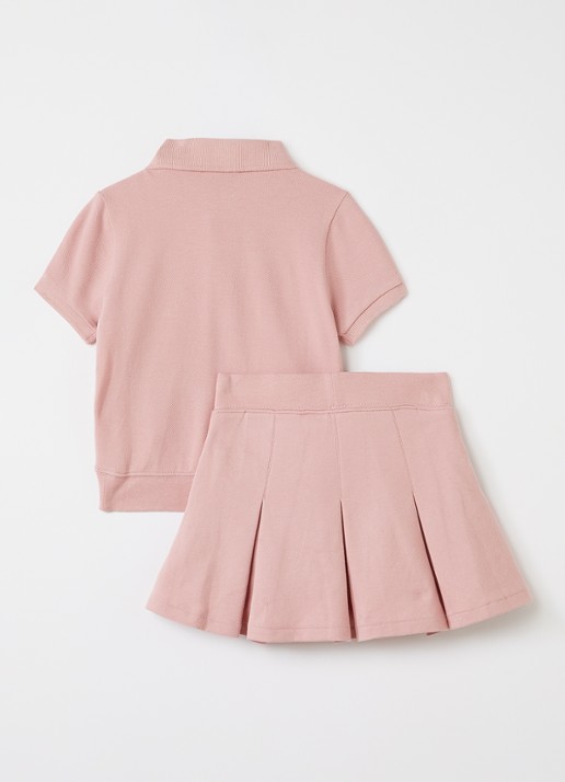 Ralph Lauren Set van polo met rok - voorkant 2 zalmroze