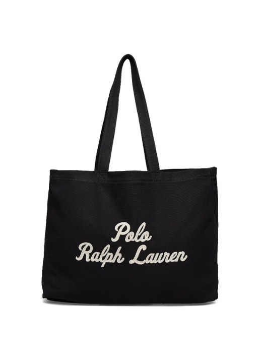 Ralph Lauren Shopper met logoborduring - voorkant zwart