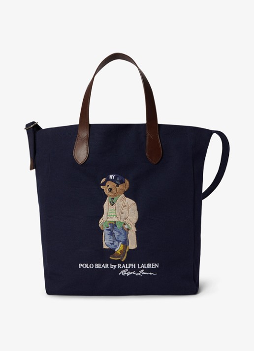 Ralph Lauren Shopper met logoprint - voorkant 3 donkerblauw