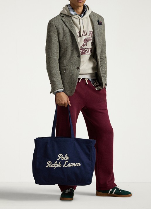 Ralph Lauren Shopper van canvas met logoborduring - detail 5 newport navy / blauw