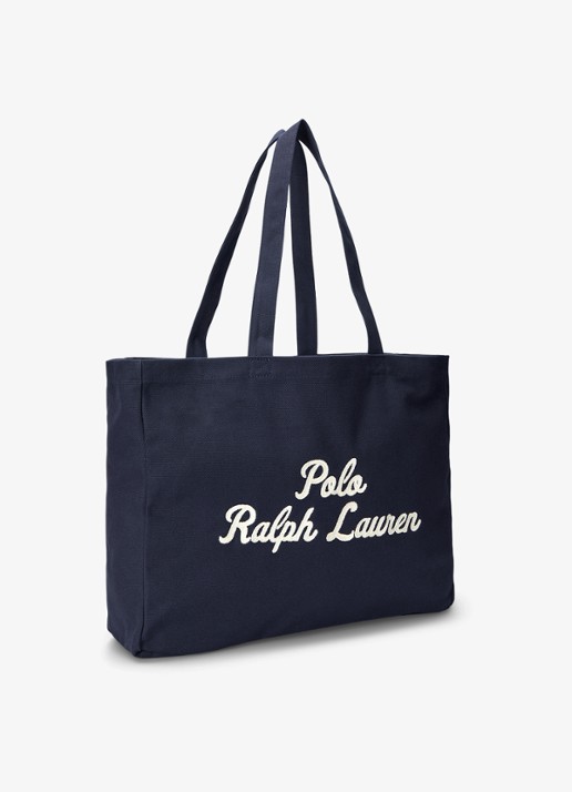 Ralph Lauren Shopper van canvas met logoborduring - detail 6 newport navy / blauw