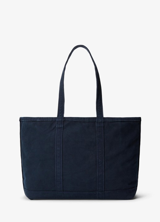 Ralph Lauren Shopper van canvas met logoborduring - achterkant 3 navy/navy / donkerblauw