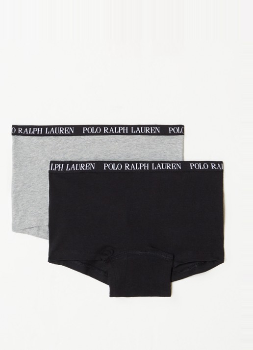 Ralph Lauren Shorty met logoband in 2-pack - voorkant zwart