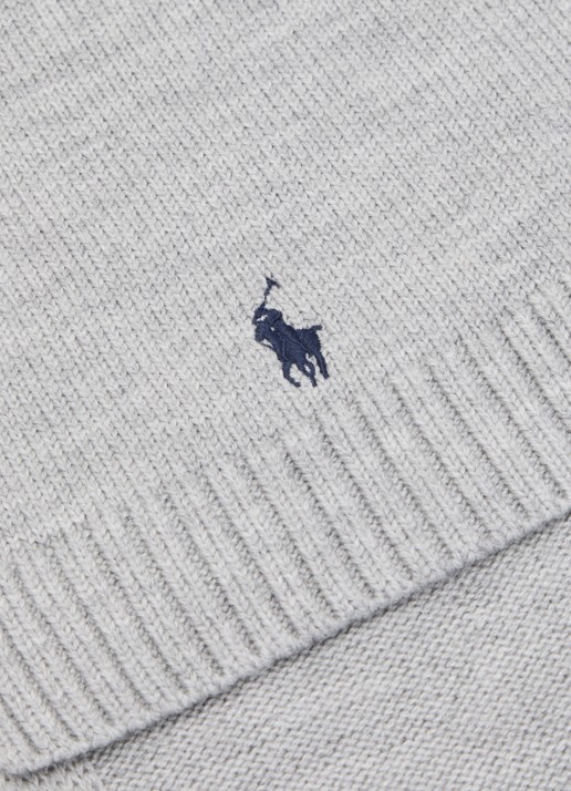 Ralph Lauren Sjaal van wol met logo  - detail 3 grijsmele