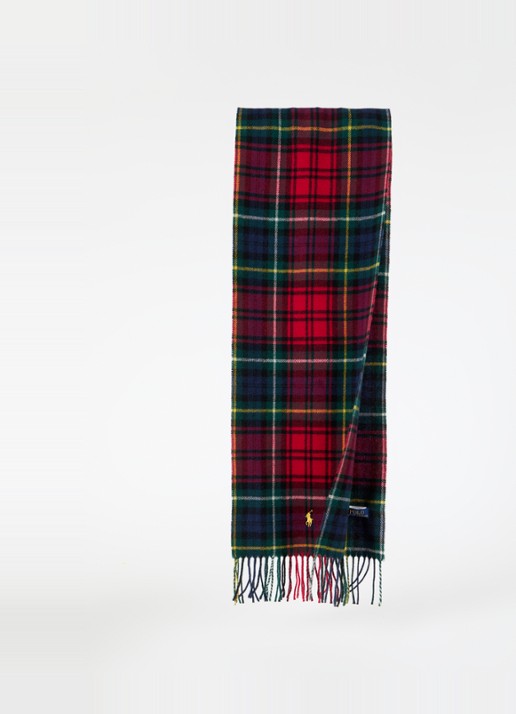 Ralph Lauren Sjaal van wol met ruitdessin 175 x 30 cm - detail red multi / rood