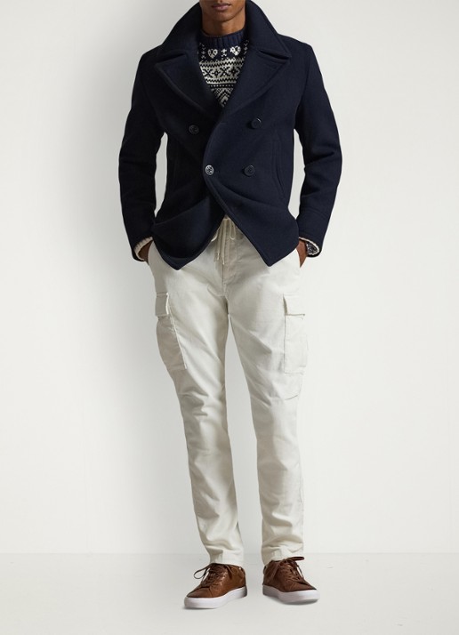 Ralph Lauren Slim fit cargobroek van corduroy - voorkant 2 antique cream / creme