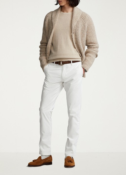 Ralph Lauren Slim fit chino met stretch - voorkant 2 deckwash white / wit