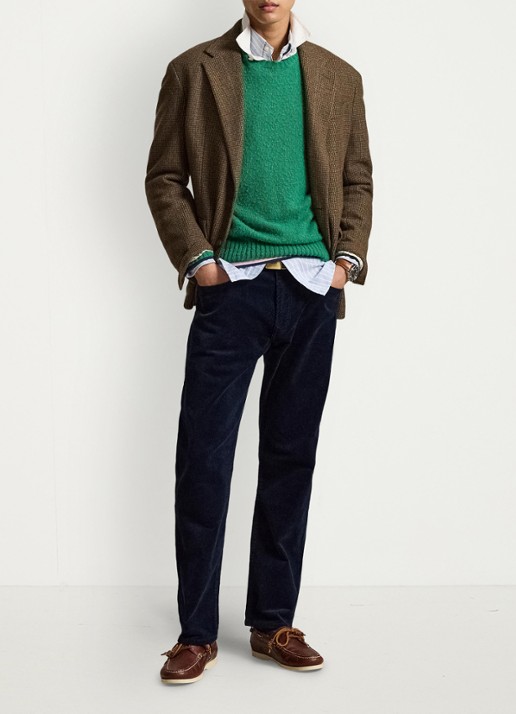 Ralph Lauren Slim fit chino van corduroy - voorkant aviator navy / donkerblauw