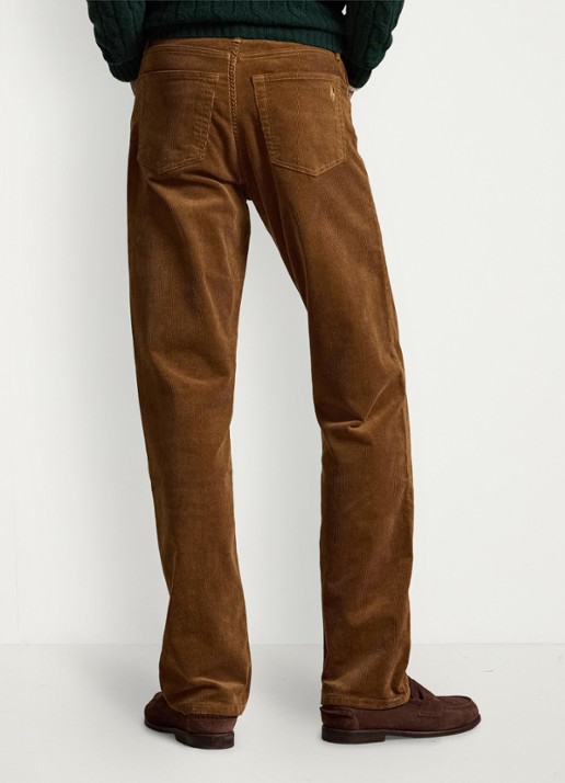 Ralph Lauren Slim fit chino van corduroy - achterkant sepia / bruin